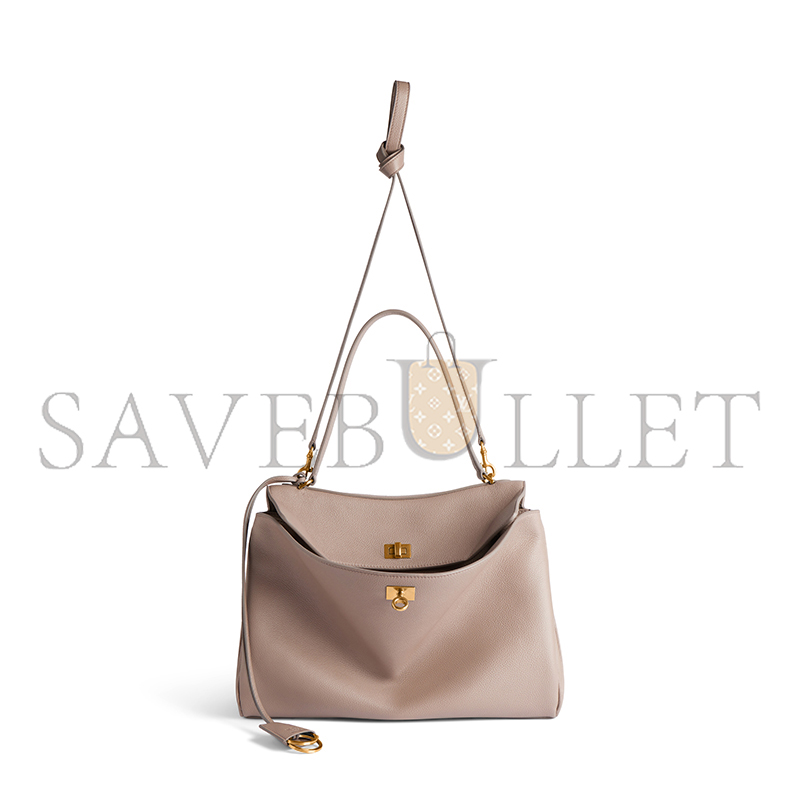 BALENCIAGA WOMEN'S RODEO HANDBAG MEDIUM GRAINED CALFSKIN IN SESAME 7897722ABV52914 (35*23.5*11cm)